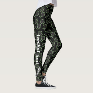 GeckoLand Green flower pattern Leggings