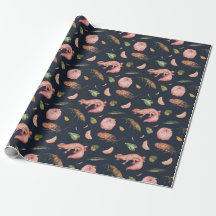 Geckos and Roaches Wrapping Paper Pattern in Blue