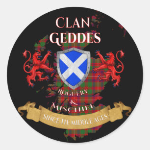 Geddes Scottish Family Clan Middle Ages Mischief Classic Round Sticker