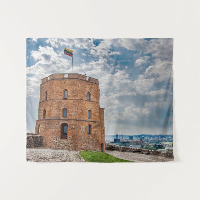 Gediminas tower in Vilnius, Lithuania Tapestry (Front (Horizontal))