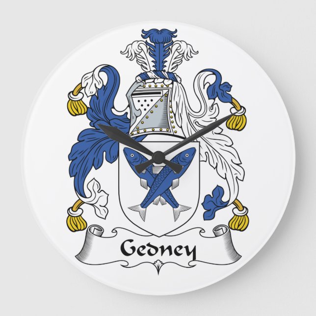 Gedney Family Crest Large Clock (Front)