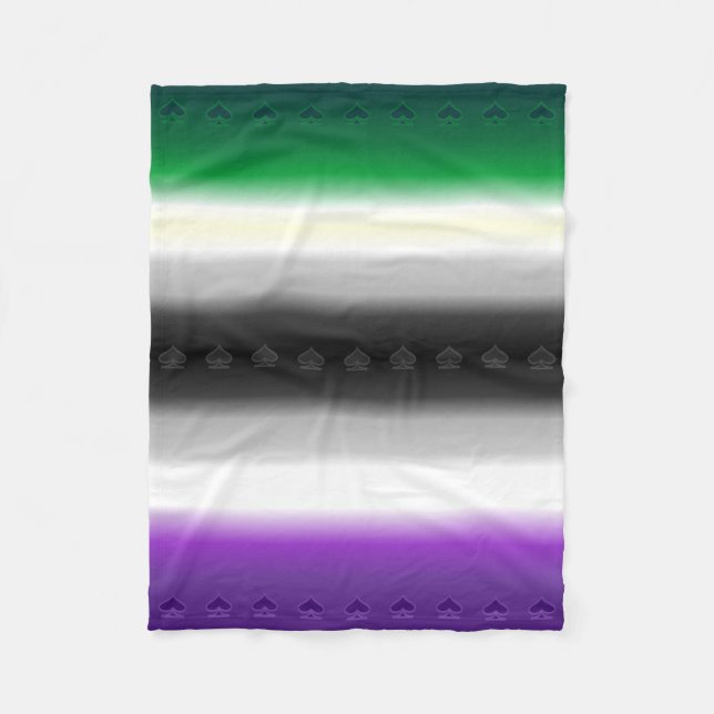 Geebot's Aro Ace Gradient Pride Flag with Spades Fleece Blanket (Front)