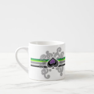 Geebot's aromantic pride spade logo espresso cup