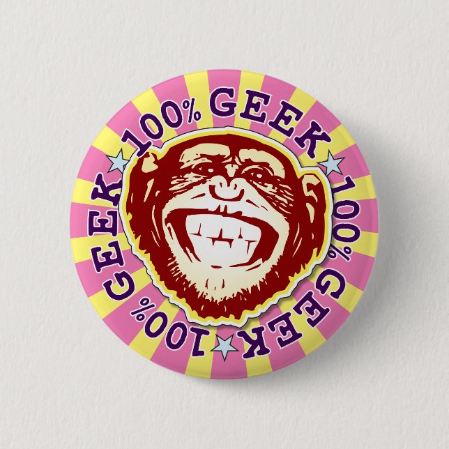 Geek 100% Funny Funky Monkey Badge (Devant)
