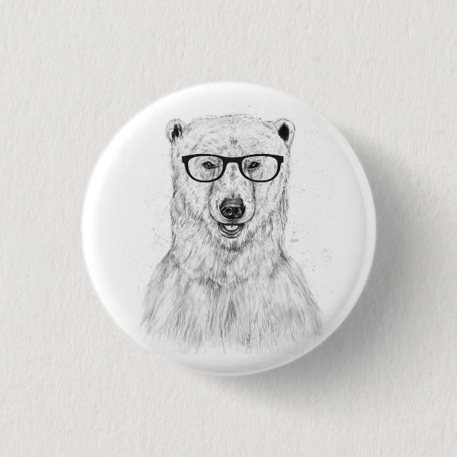 Geek bear 1 inch round button (Front)