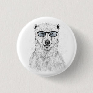 Geek bear (blue) 1 inch round button