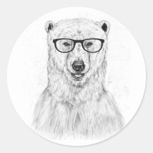 Geek bear classic round sticker