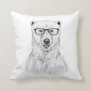 Geek bear throw pillow