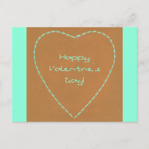 Geek Broken Lines Green Heart Valentine Postcards