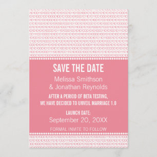 Geek Chic Binary Save the Date Invite, Pink