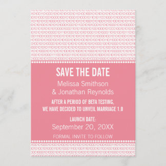 Geek Chic Binary Save the Date Invite, Pink