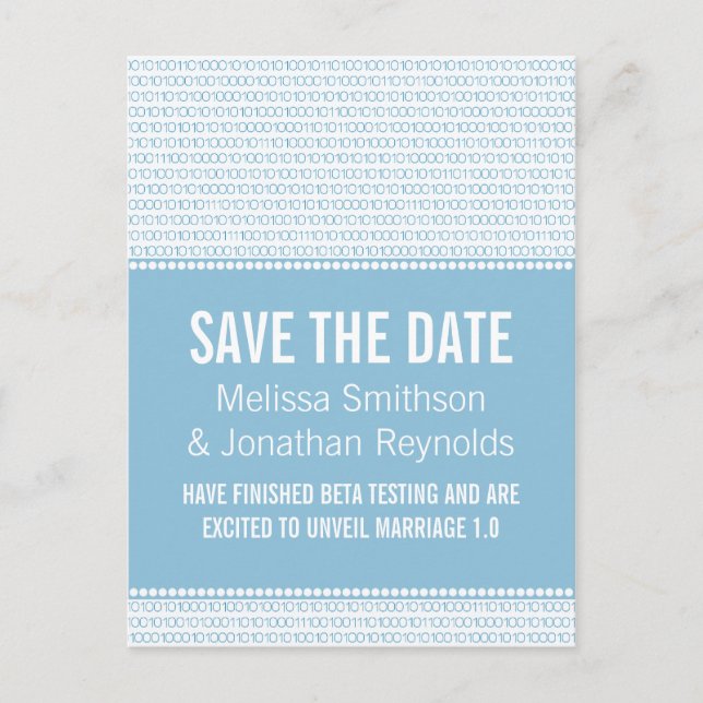 Geek Chic Enregistrer la date carte postale, bleu (Devant)