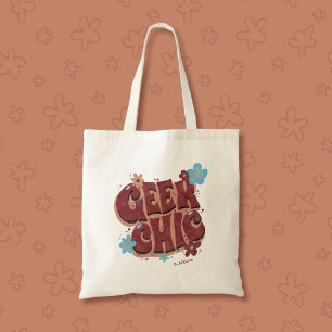 Geek Chic Hand-Lettered Floral Text Design Tote Bag