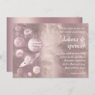 Geek Chic Wedding   Dusty Mauve Blush Pink Planets Invitation