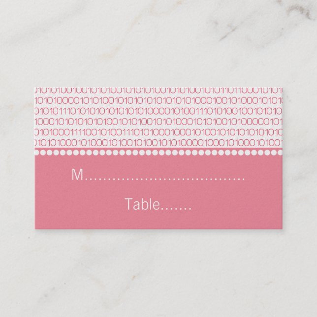 Geek Chic Wedding Place Cards, Pink Place Card (Front)