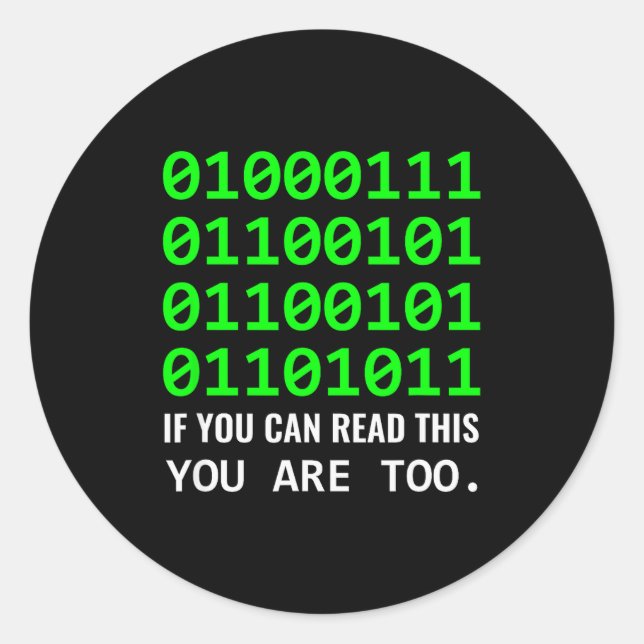Geek Computer Binary Code Software Developer  Classic Round Sticker (Front)