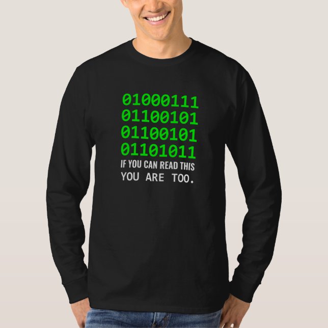 Geek Computer Binary Code Software Developer T-Shirt (Front)