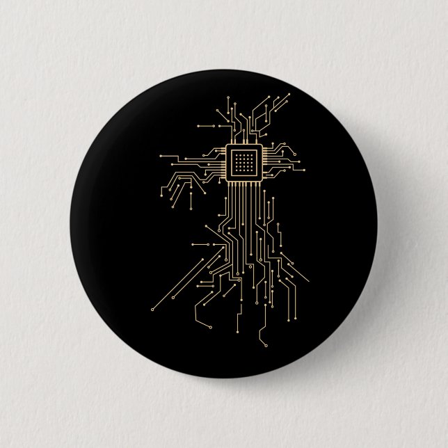 Geek Computer Processor Illustration 2 Inch Round Button (Front)
