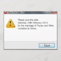 Geek Error Message Save the Date Invitation Grey