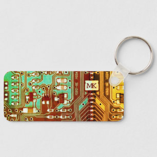Geek Ethnic Printed Circuit Board Robotic Initials Keychain