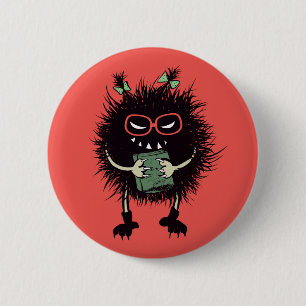 Geek Evil Bug Student With Book 2 Inch Round Button