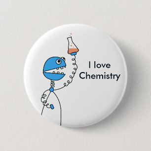 Geek Funny Cartoon Robot Love Chemistry 2 Inch Round Button