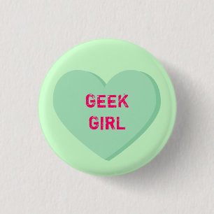 Geek Girl Heart 1 Inch Round Button