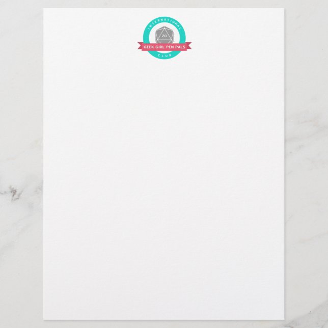 Geek Girl Pen Pals stationery (Front)