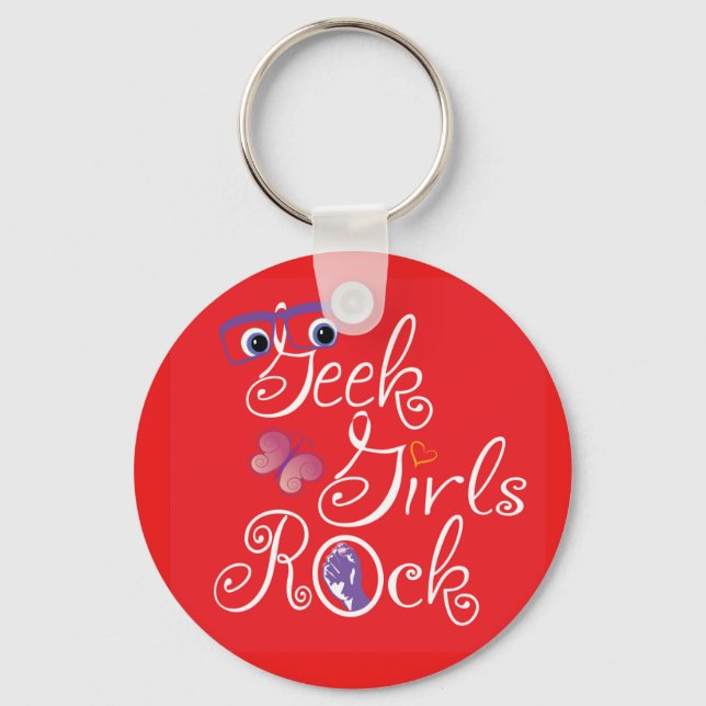 Geek Girls Rock Keychain (Front)