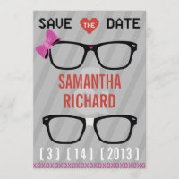 Geek Glasses & Hearts Wedding Save the Date