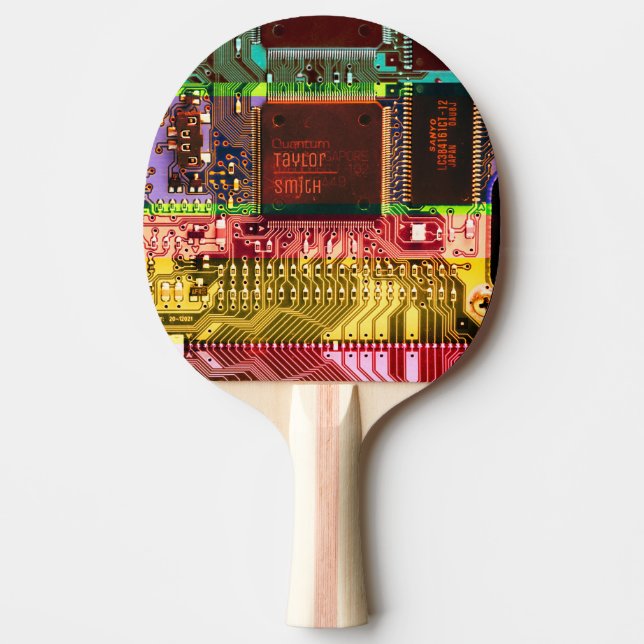 Geek & Glitch printed circuit board robotic Name Ping Pong Paddle (Front)