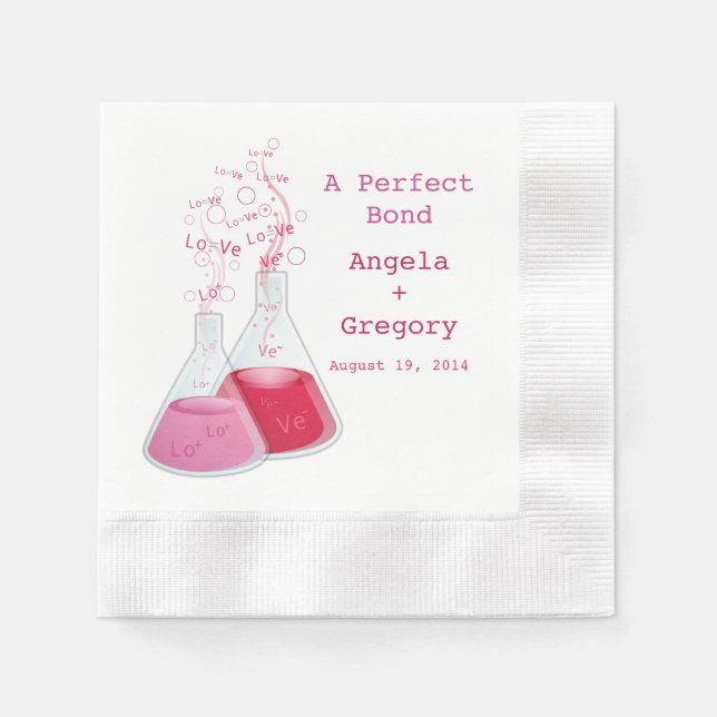 Geek Heart Chemistry Offbeat Personalized Wedding Napkin (Front)