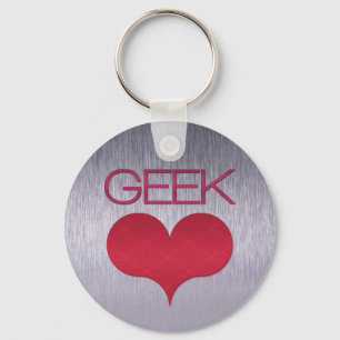 Geek Love (Heart) Keychain, Dark Pink Keychain