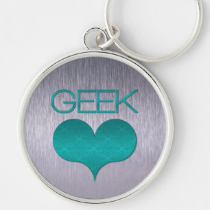 Geek Love (Heart) Keychain, Turquoise Keychain