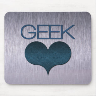 Geek Love (Heart) Mousepad, Dark Blue Mouse Pad