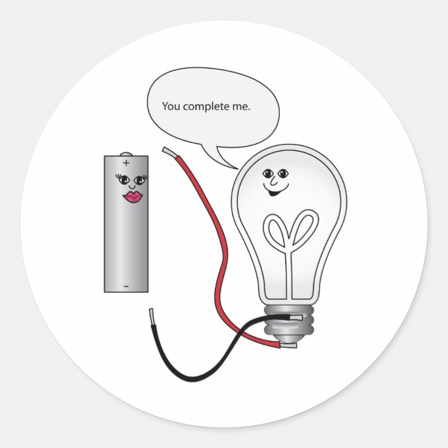 Geek Love You Complete Me Electrical Circuit Classic Round Sticker (Front)