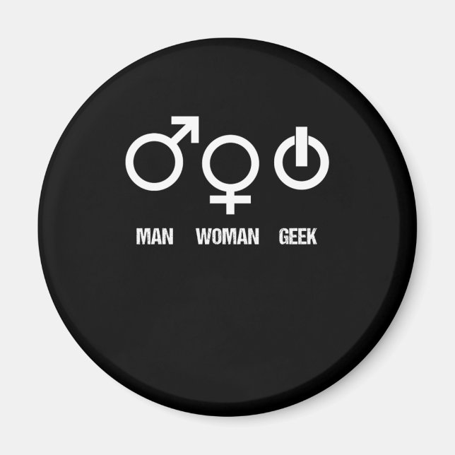 Geek Man Woman Nerd Computer Video Player Gift Magnet (Front)