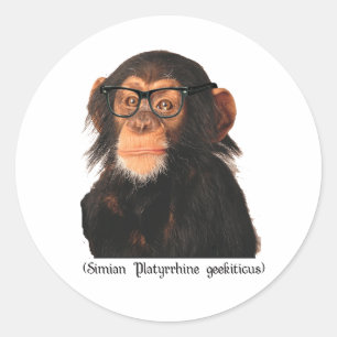 geek monkey classic round sticker