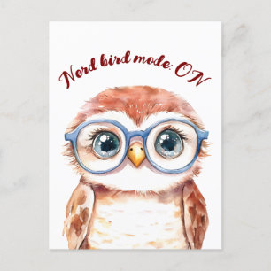 Geek Nerd Bird  Announcement Postcard