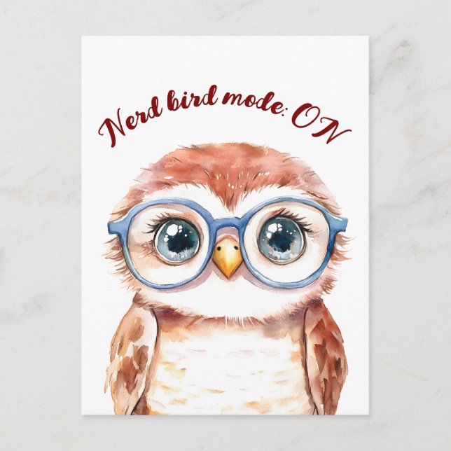 Geek Nerd Bird  Holiday Postcard (Front)