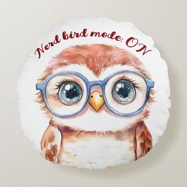 Geek Nerd Bird  Round Pillow (Front)