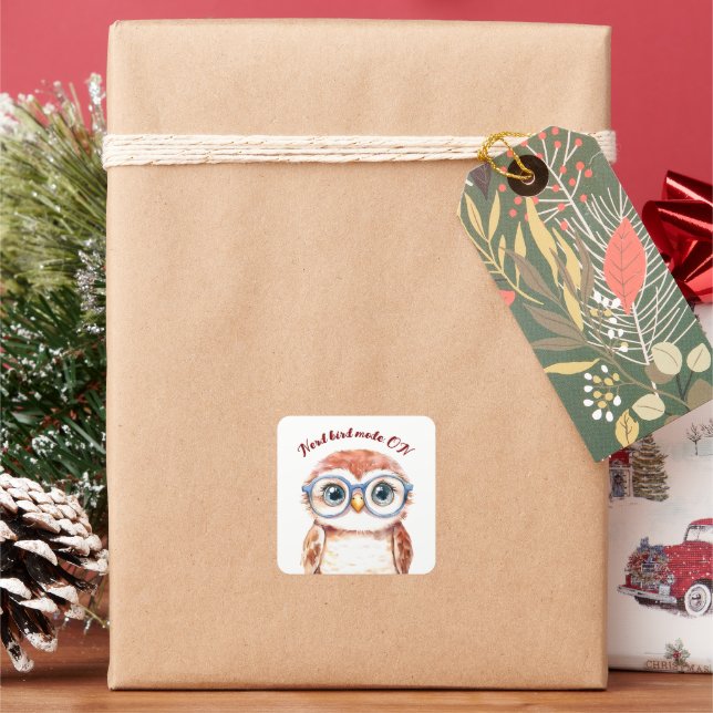 Geek Nerd Bird  Square Sticker (Holiday)