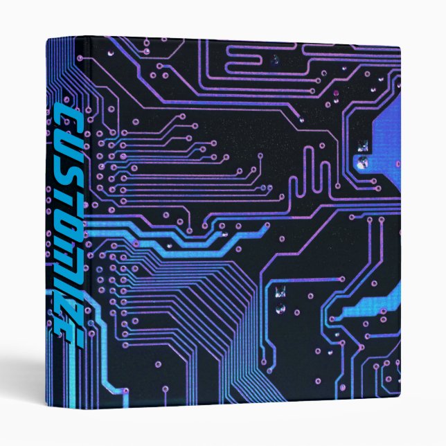 Geek Out Custom PCB Blue Electronic Circuit Board Binder (Front/Spine)