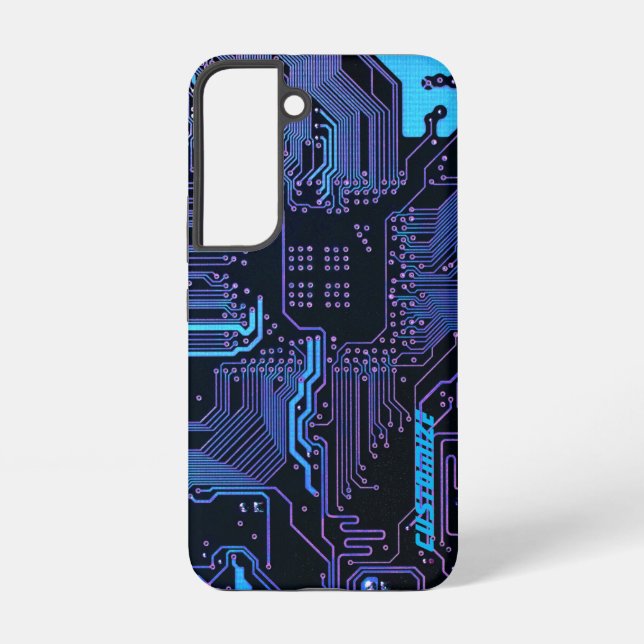 Geek Out Custom PCB Blue Electronic Circuit Board Samsung Galaxy S22 Case (Back)