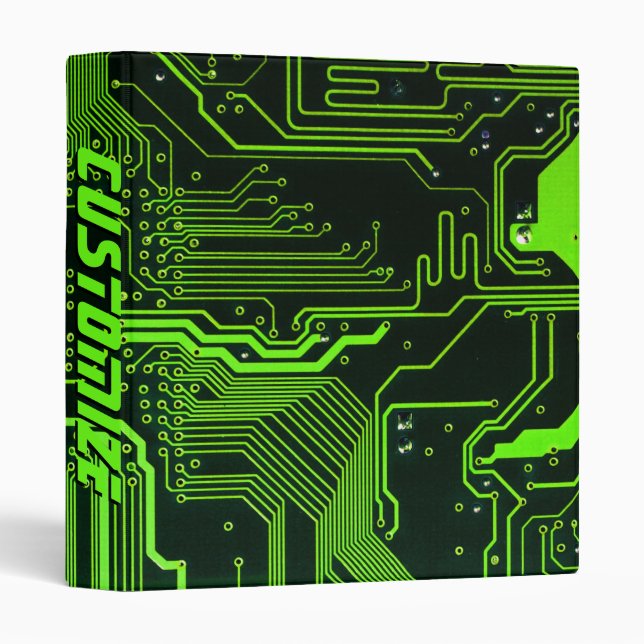 Geek Out Custom PCB Green Electronic Circuit Board Binder (Front/Spine)
