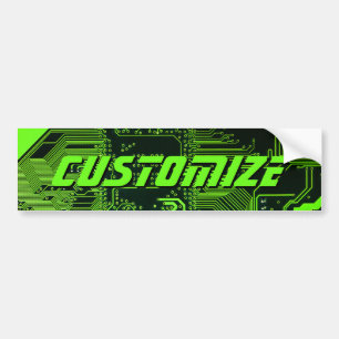 Geek Out Custom PCB Green Electronic Circuit Board Bumper Sticker