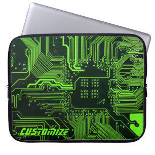 Geek Out Custom PCB Green Electronic Circuit Board Laptop Sleeve