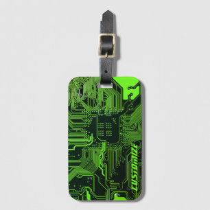 Geek Out Custom PCB Green Electronic Circuit Board Luggage Tag