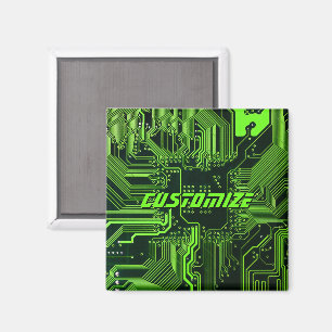 Geek Out Custom PCB Green Electronic Circuit Board Magnet