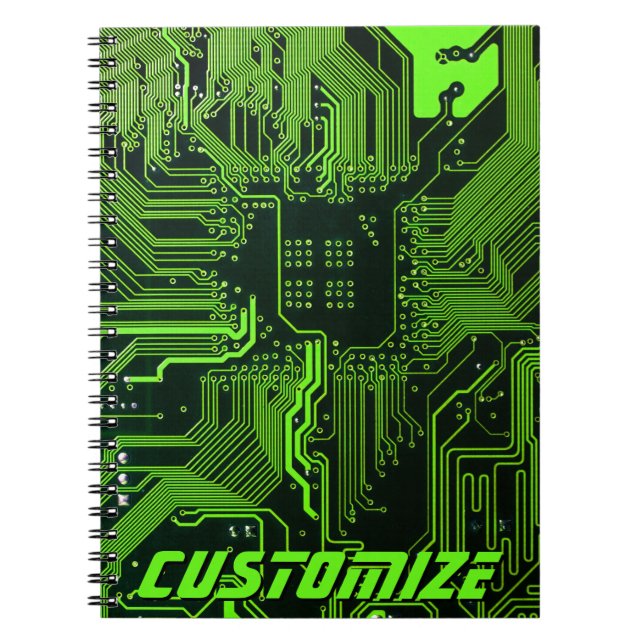 Geek Out Custom PCB Green Electronic Circuit Board Notebook (Front)
